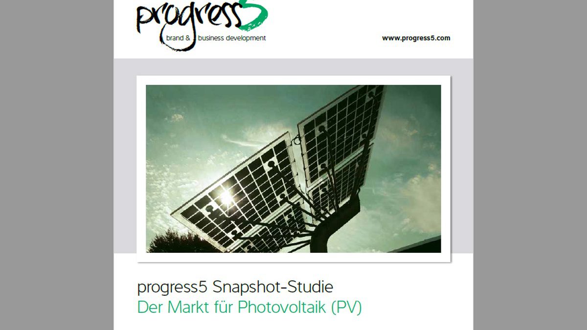 progress5 PV Snapshot-Survey: Photovoltaic market challenges. Experts and opinions on solar-energy." title="progress5 Studie: Herausforderungen im Markt für Photovoltaik (PV)